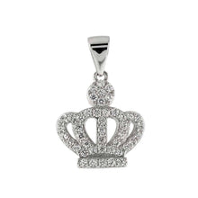 Load image into Gallery viewer, Sterling Silver Pave CZ Crown Pendant