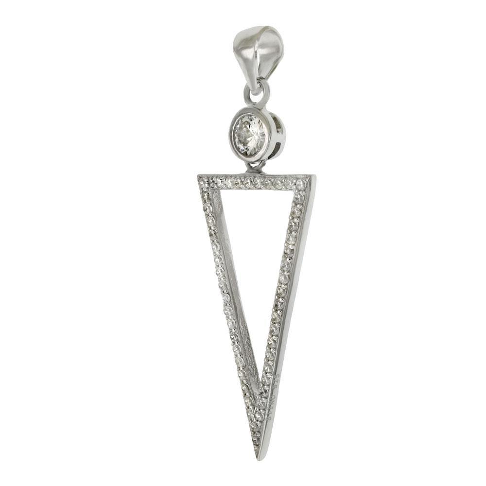 Sterling Silver Triangle With 5mm CZ Round Bezel-Set Pendant