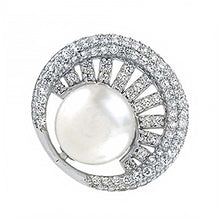 Load image into Gallery viewer, Sterling Silver Pearl W. Cubic Zirconia Slider Pendant
