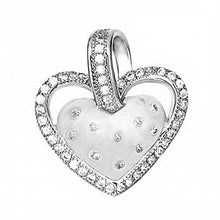 Load image into Gallery viewer, Sterling Silver Micro Pave CZ Heart Rhodium Pendant And Width 16 mm