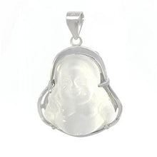 Load image into Gallery viewer, Sterling Silver Cat Eye Happy Buddha Rhodium Pendant Width-19.2mm, Height-1 2/8 inch
