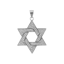 Load image into Gallery viewer, Sterling Silver Micro Pave Star Of David Pendant Width-25.4mm, Height-1.5inch