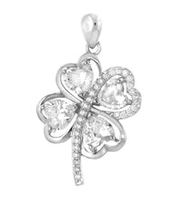 Load image into Gallery viewer, Sterling Silver Four Leaf Clover CZ Pendant