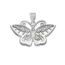 Load image into Gallery viewer, Sterling Silver Butterfly With Cubic Zirconia Rhodium Pendant