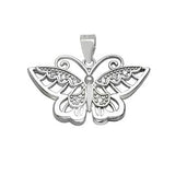 Sterling Silver Butterfly With Cubic Zirconia Rhodium Pendant