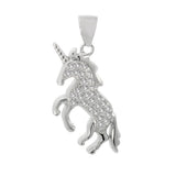 Sterling Silver Pave Cubic Zirconia Unicorn Pendant Width-12.7mm, Height-1 2/8inch