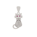Sterling Silver CZ Cat Pendant Width-10.2mm, Height-1inch