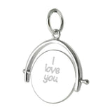 Sterling Silver Spinning Disc I Love You And Heart Pendant