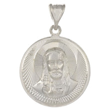 Load image into Gallery viewer, Sterling Silver Lady Of Guadalupe And Sacred Heart 3D Diamond Cut Medal Double Side Pendant