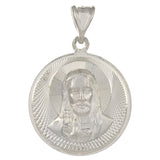 Sterling Silver Lady Of Guadalupe And Sacred Heart 3D Diamond Cut Medal Double Side Pendant