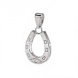 Sterling Silver Cubic Zirconia Horseshoes Rhodium Pendant And Width 5/8 inch
