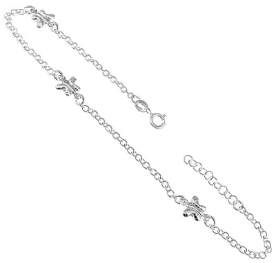 Sterling Silver Rolo With Butterfly Anklet