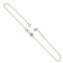 Load image into Gallery viewer, Sterling Silver Infinity With 5mm Pink Cabochon Rose Gold Plated Anklet