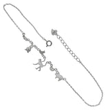 Sterling Silver Wild Animals Rhodium Anklet
