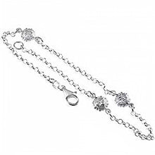 Load image into Gallery viewer, Italian Sterling Silver Rolo Chain with Sun Anklet. Width 2 mmAnd Length 10 inch