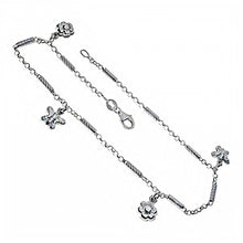 Load image into Gallery viewer, Italian Sterling Silver Butterfly and Flower Anklet