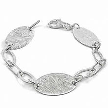 Load image into Gallery viewer, Italian Sterling Silver 3 Oval Bracelet with Bracelet Dimension of 14MMx177.8MM