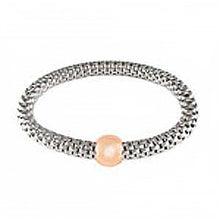 Load image into Gallery viewer, Sterling Silver Rhodium Plated Rose Gold Ball Stretchable Bracelet with Bracelet Width of 6.5MMAnd Ball Diameter of 12MM