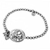 Italian Sterling Silver Stylish Elastic Bead Bracelet with Lucky Sign