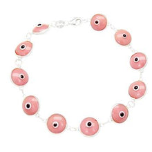 Load image into Gallery viewer, Sterling Silver Pink Evil Eye Bracelet