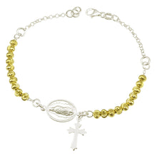 Load image into Gallery viewer, Sterling Silver Two-Tone-Rosary Bracelet
