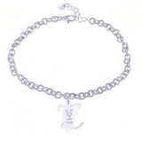 Sterling Silver Rolo Satin Finish With Dog Charm Bracelet