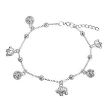 Load image into Gallery viewer, Sterling Silver Dangle Bezel Set CZ And Elephant Bracelet