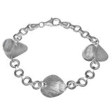 Italian Sterling Silver Mesh Finished Heart Bracelet with Bracelet Length of 177.8MM