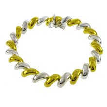 Load image into Gallery viewer, Italian Sterling Silver Gold Plated San Marco Two Tone Bracelet with Bracelet Dimension of 9MMx177.8MM