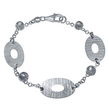 Load image into Gallery viewer, Italian Sterling Silver Mesh Finish Oval and Bead Bracelet with Bracelet Length of 177.8MM