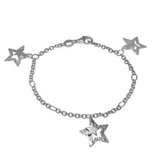Load image into Gallery viewer, Italian Sterling Silver Star Charm Bracelet with Bracelet Dimension of 16MMx177.8MM