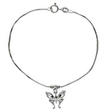 Italian Sterling Silver Diamond Cut Snake Chain with Butterfly Charm Bracelet, Bracelet Dimension of 3MMx177.8MM