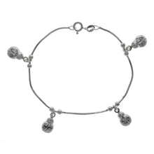 Load image into Gallery viewer, Italian Sterling Silver Diamond Cut Snake Chain with Lady Bug Charm Bracelet with Bracelet Length of 177.8MM