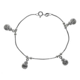 Italian Sterling Silver Diamond Cut Snake Chain with Lady Bug Charm Bracelet with Bracelet Length of 177.8MM