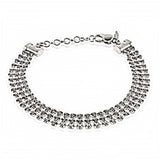 Italian Sterling Silver Rhodium Plated Triple Line Bracelet with Bracelet Dimension of 9MMx177.8MM and an Extension of 25.4MM