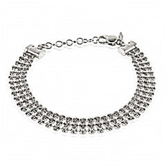 Italian Sterling Silver Rhodium Plated Triple Line Bracelet with Bracelet Dimension of 9MMx177.8MM and an Extension of 25.4MM