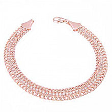 Load image into Gallery viewer, Italian Sterling Silver Rose Plated Cz Bracelet with Bracelet Dimension of 7MMx184.15MM