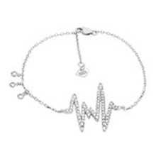 Load image into Gallery viewer, Sterling Silver Micro Pave CZ Heart-Beat Rhodium BraceletAnd Length 7 inch