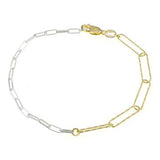 Sterling Silver Fancy Two Tone Paper Clip Necklace And Bracelet