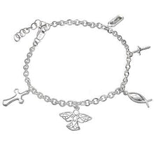 Load image into Gallery viewer, Sterling Silver Religious Charm Bracelet