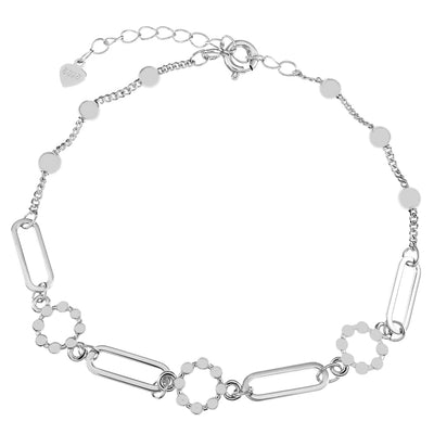 Sterling Silver Rhodium Unique Girl Bracelet Length-6+1inch
