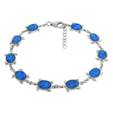 Sterling Silver Simulated Blue Opal Sea Turtle Bracelet
