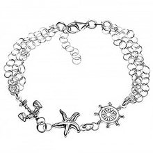 Load image into Gallery viewer, Italian Sterling Silver Fancy Marine Bracelet with Bracelet Length of 7 And Plus Extension of 1  and Lobster Claw Clasp