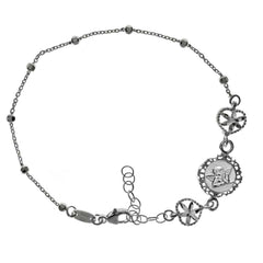 Italian Sterling Silver Fancy Angel Bracelet with Beads, Bracelet Length of 7