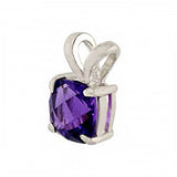 Sterling SilverCushion-Cut Amethyst Cubic Zirconia PendantAnd Width 8 mm