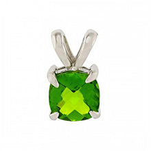 Load image into Gallery viewer, Sterling Silver Cushion Cut Green Cubic Zirconia PendantAnd Width 8 mm