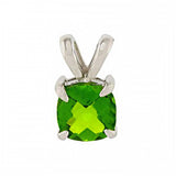 Sterling Silver Cushion Cut Green Cubic Zirconia PendantAnd Width 8 mm