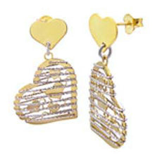 Load image into Gallery viewer, Sterling Silver 14k Gold Plated Italian Heart Shape Earrings with Earring Dimension of 22.86MMx34.54MM
