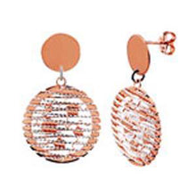 Load image into Gallery viewer, Italian Sterling Silver Rose Gold Plated Circle Earrings with Earring Dimension of 22.86MMx38.1MM