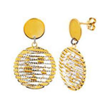 Load image into Gallery viewer, Sterling Silver 14k Gold Plated Italian Circle Earrings with Earring Dimension of 22.86MMx38.1MM